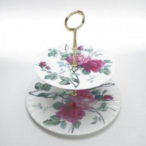 ROY KIRKHAM BONE CHINA | ENGLISH ROSE TWO TIER CAKE PLATE